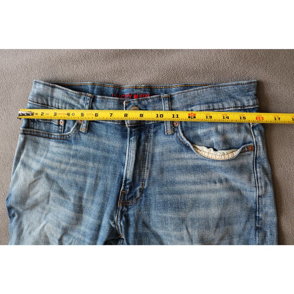 LUCKY BRAND Jeans Mens 29x32 Solid Wash Denim Straight Leg Blue Denim Character - Picture 4 of 13